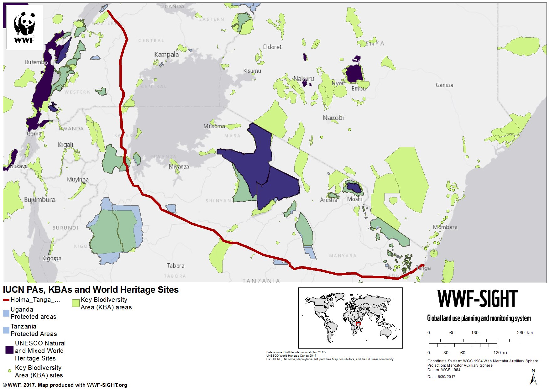 IUCN PAs, KBAs and World Heritage Sites