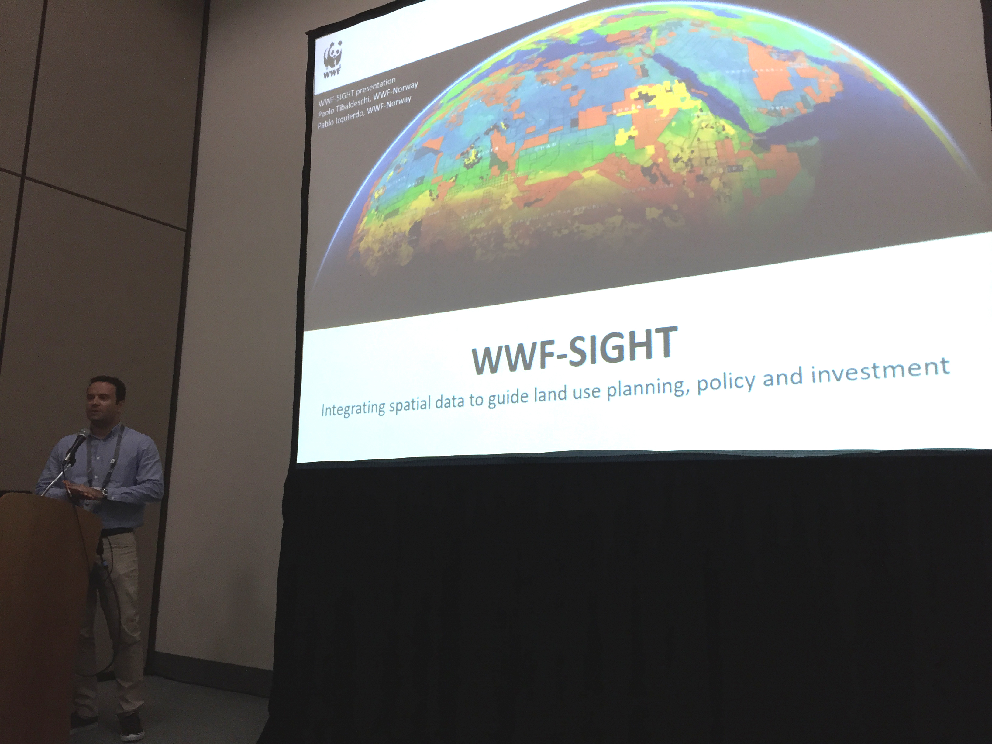 Paolo Tibaldeschi presenting WWF-SIGHT at one of the workshops at the ESRI UC 2017